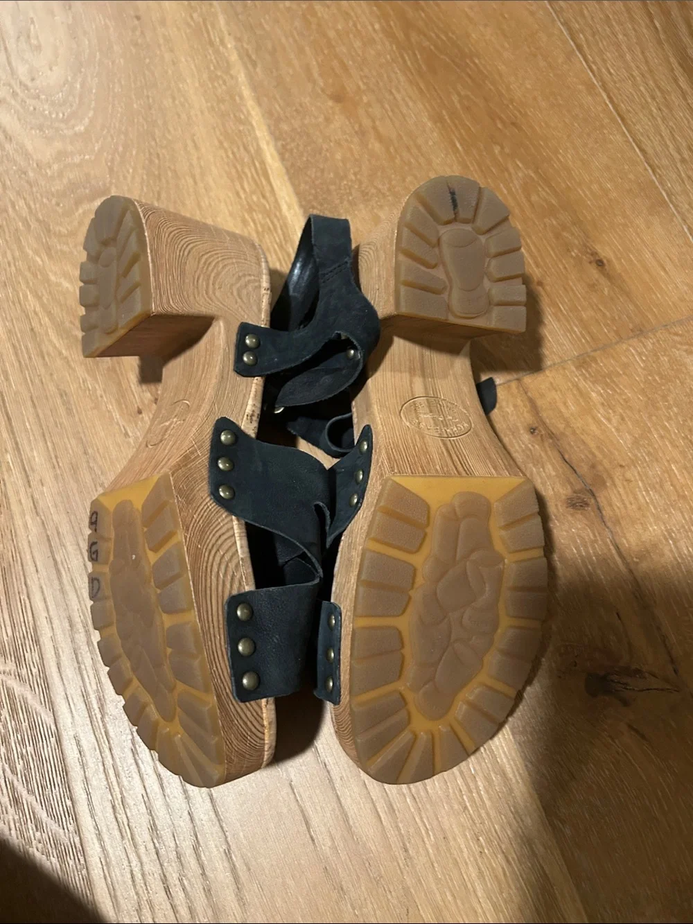Kork-Ease Black Leather Cork-Strap Woven Sandals